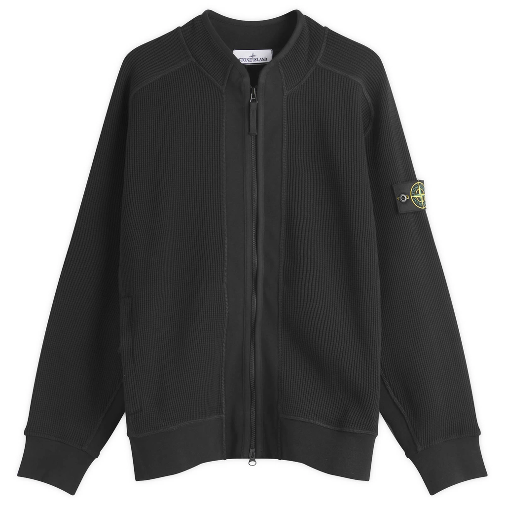 Stone Island Men's Waffle Full Zip Sweatshirt Black